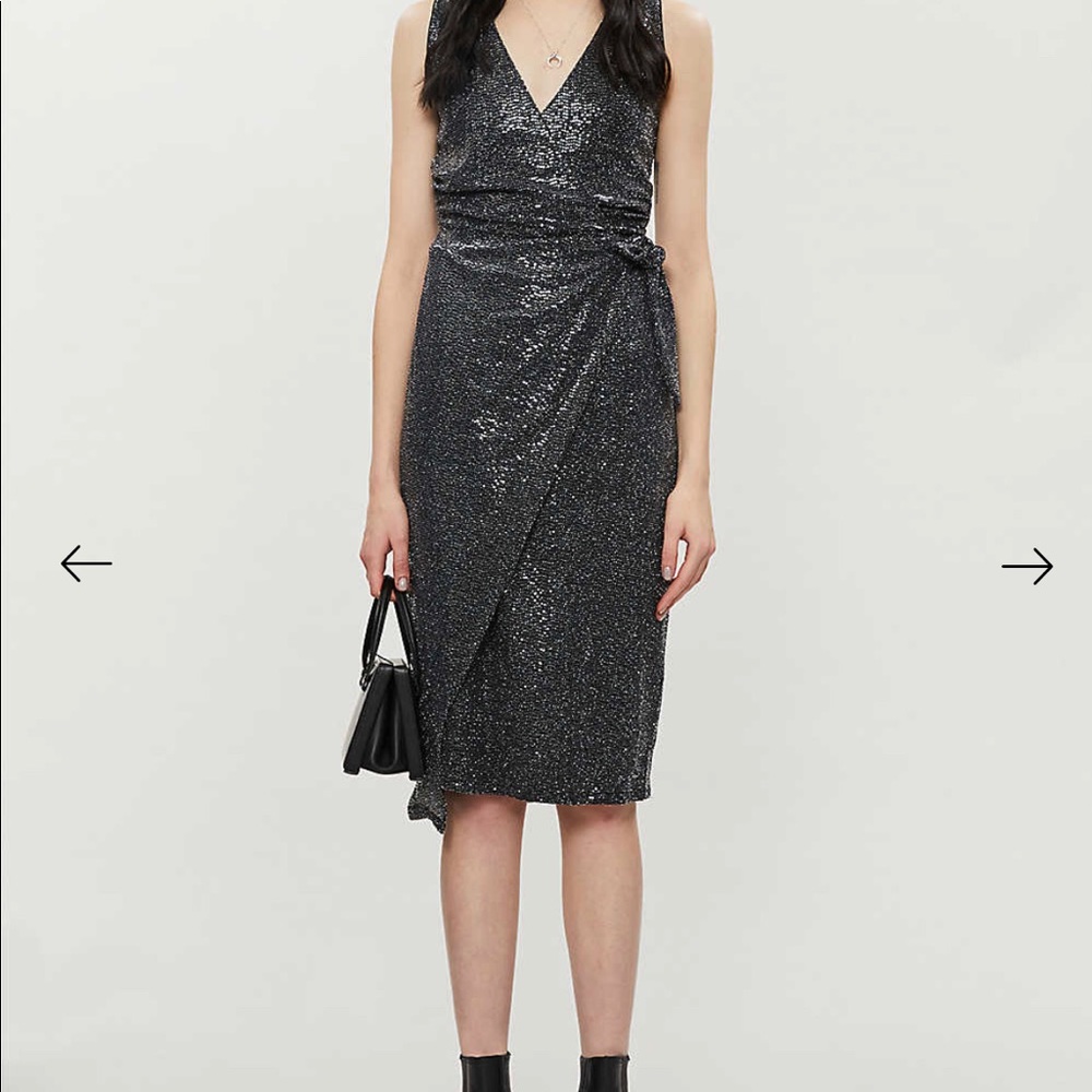 NWT All Saints Allegra Wrap Shimmer Dress